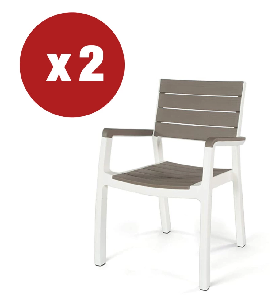 SET 2 SEDIE DA GIARDINO KETER "HARMONY" IN POLIPROPILENE CAPPUCCINO 59X60X86 CM