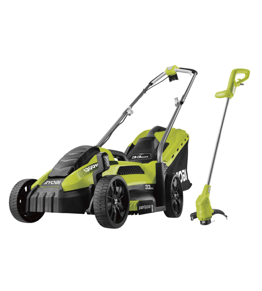 KIT TAGLIAERBA ELETTRICO RYOBI "RLM13E33S" TAGLIO 33CM 1300W+ TAGLIABORDI RYOBI "RLT2925" 25CM 290W