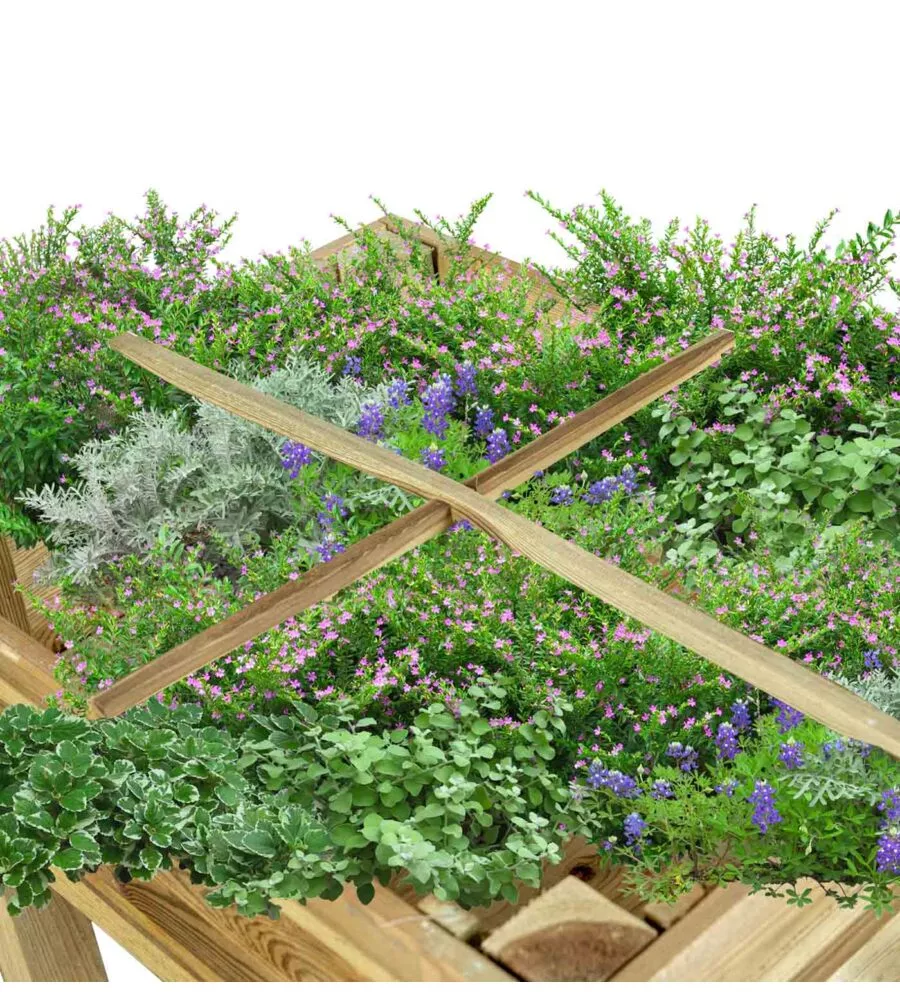 FIORIERA PER ORTO DA ESTERNO CON SUPPORTO IN LEGNO DI PINO 80X60X80H CM