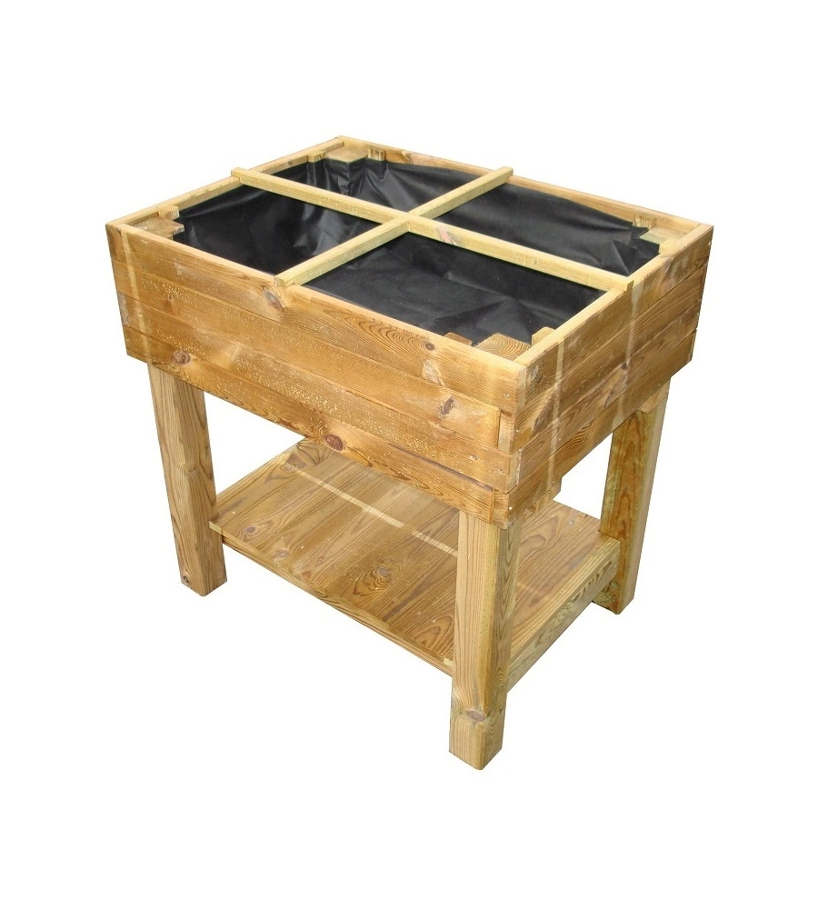 FIORIERA PER ORTO DA ESTERNO CON SUPPORTO IN LEGNO DI PINO 80X60X80H CM