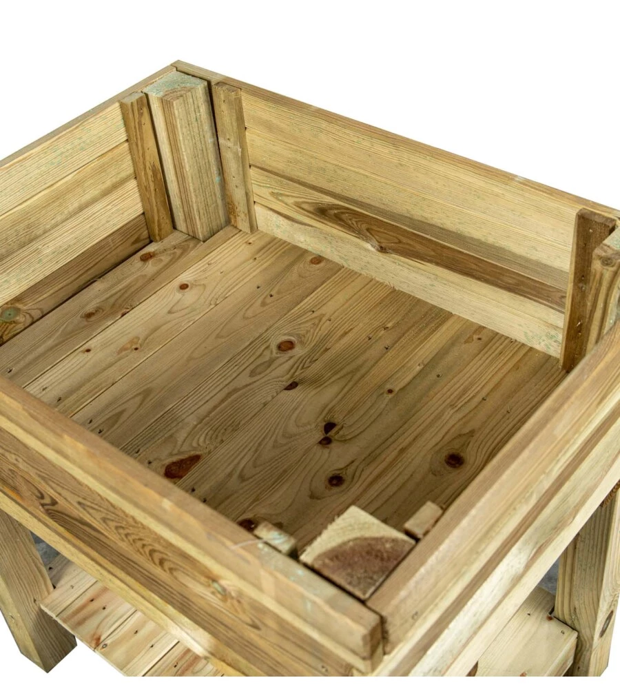 FIORIERA PER ORTO DA ESTERNO CON SUPPORTO IN LEGNO DI PINO 80X60X80H CM