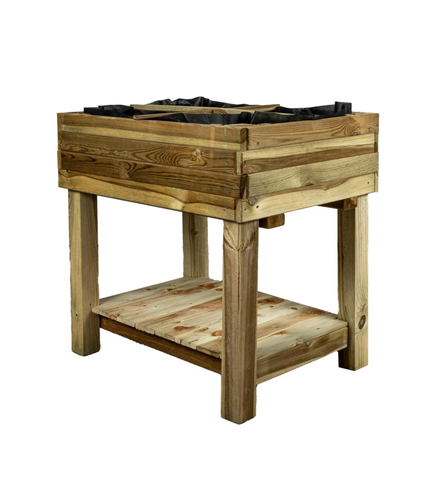 FIORIERA PER ORTO DA ESTERNO CON SUPPORTO IN LEGNO DI PINO 80X60X80H CM