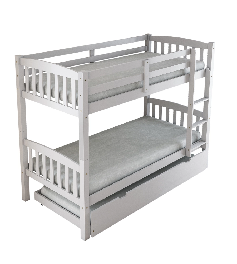 LETTO A CASTELLO "TOLOSA" IN PINO MASSELLO BIANCO 201X98X154 CM