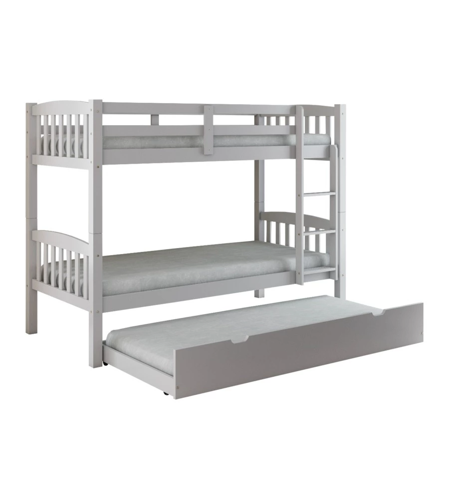 LETTO A CASTELLO "TOLOSA" IN PINO MASSELLO BIANCO 90X190X156 CM