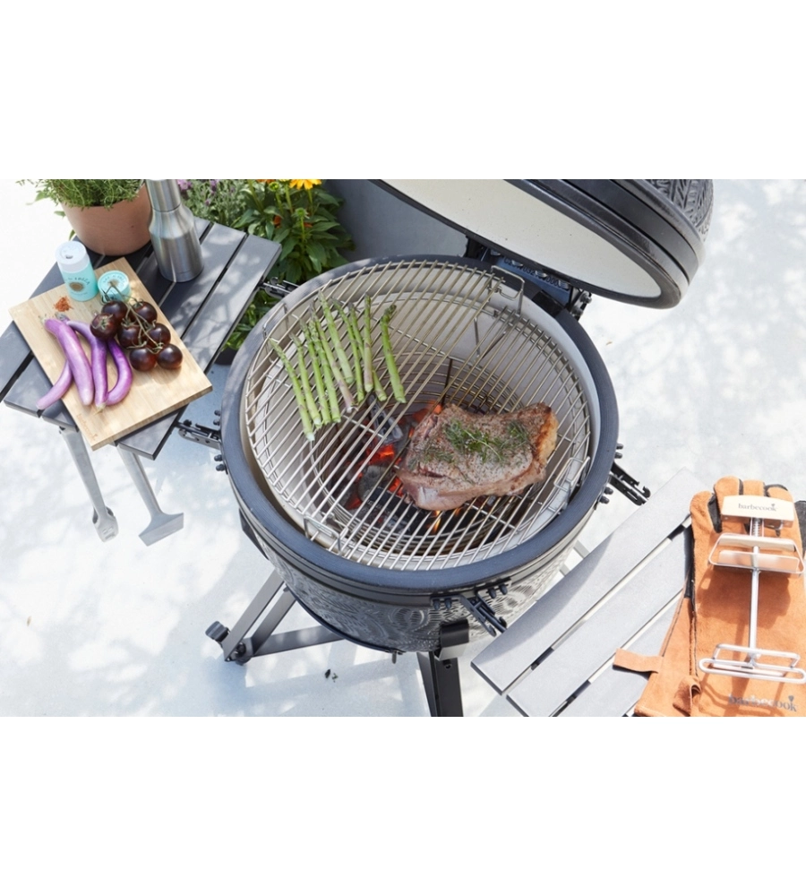 BARBECUE A CARBONELLA BARBECOOK "KAMAL 2.0" IN CERAMICA NERO CON GRIGLIA 46 CM