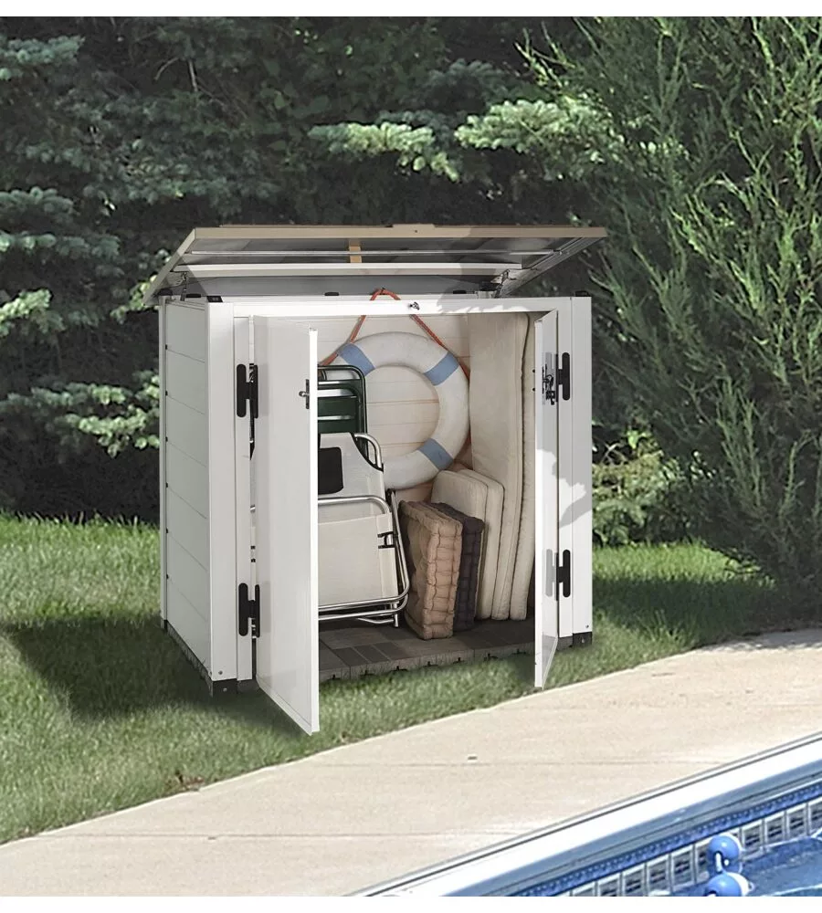 BOX DA GIARDINO GAROFALO "TUSCANY EVO 100" IN PVC BIANCO 1005 LT 131X88X133 CM