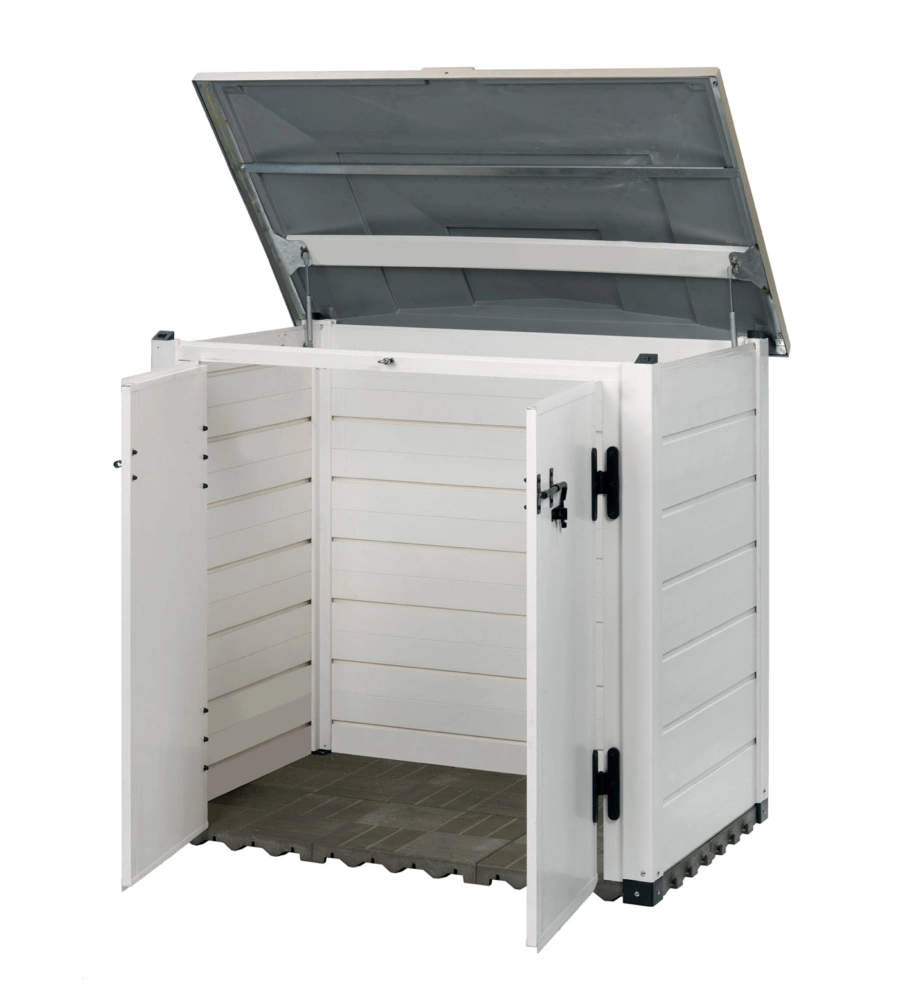 BOX DA GIARDINO GAROFALO "TUSCANY EVO 100" IN PVC BIANCO 1005 LT 131X88X133 CM