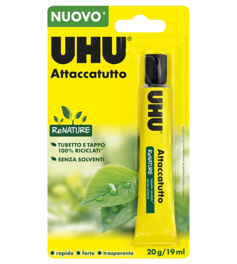 ATTACCATUTTO SENZA SOLVENTI UHU TRASPARENTE, 20 GR