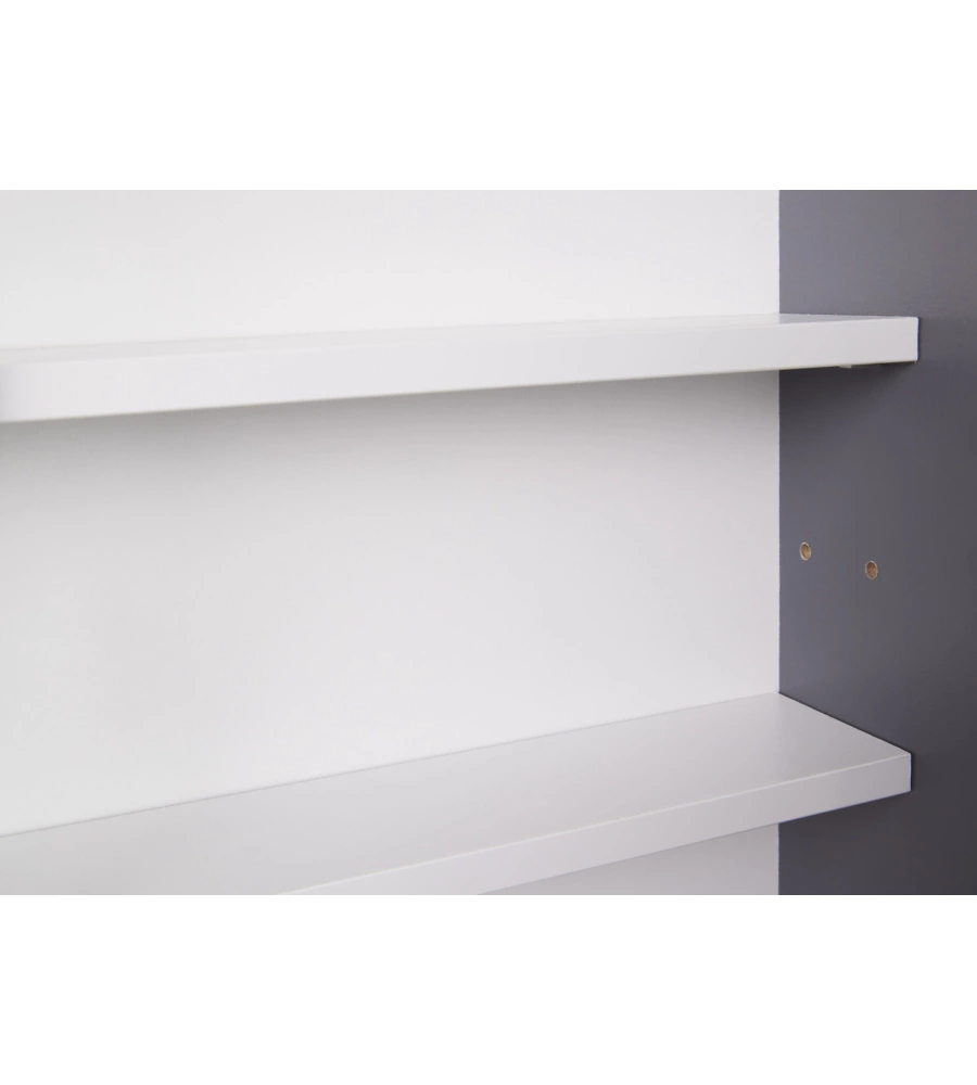 VETRINETTA SCAFFALE IN LEGNO GRIGIO CON ANTE IN VETRO SCORREVOLI, 80X9,5X60 CM