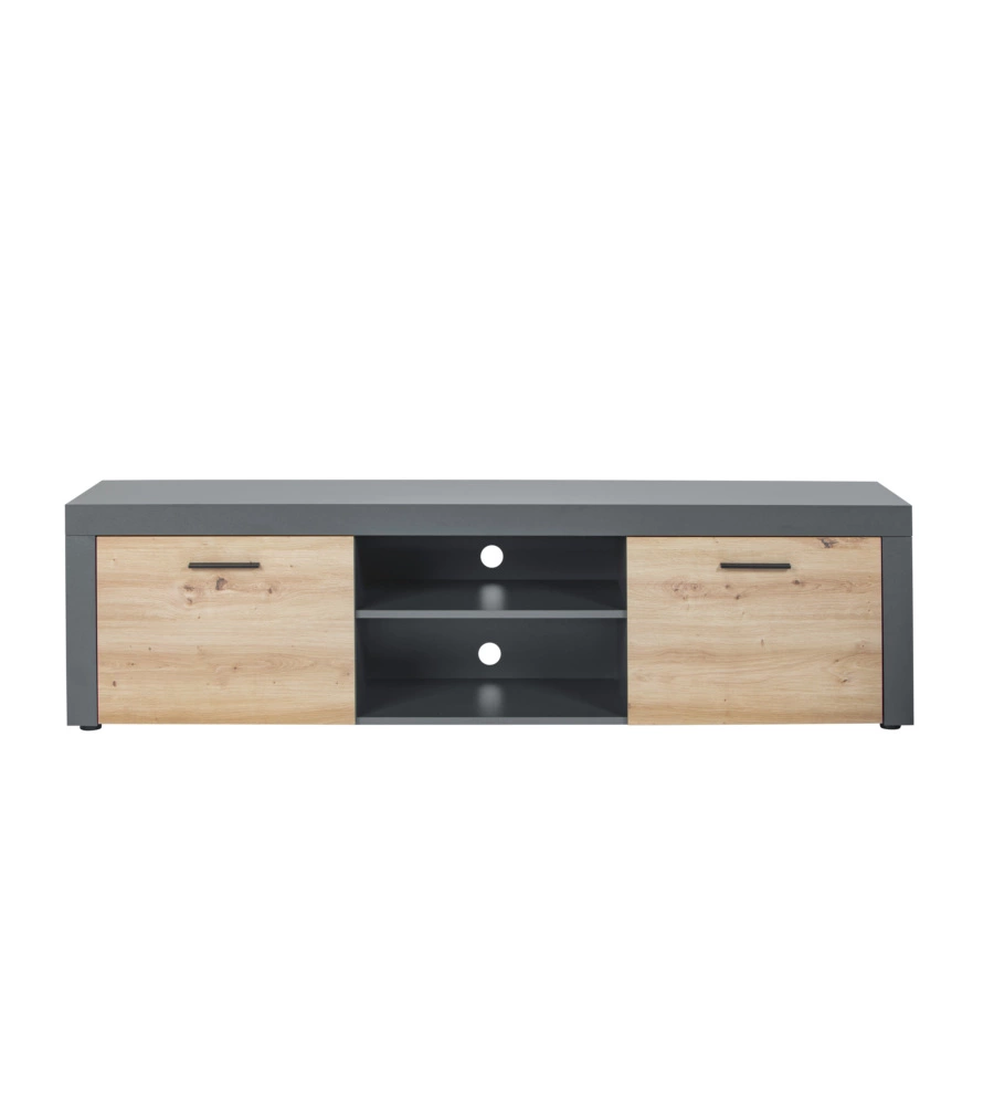 MOBILE PORTA TV 2 ANTE GRIGIO E QUERCIA, 180X41,6X49 CM