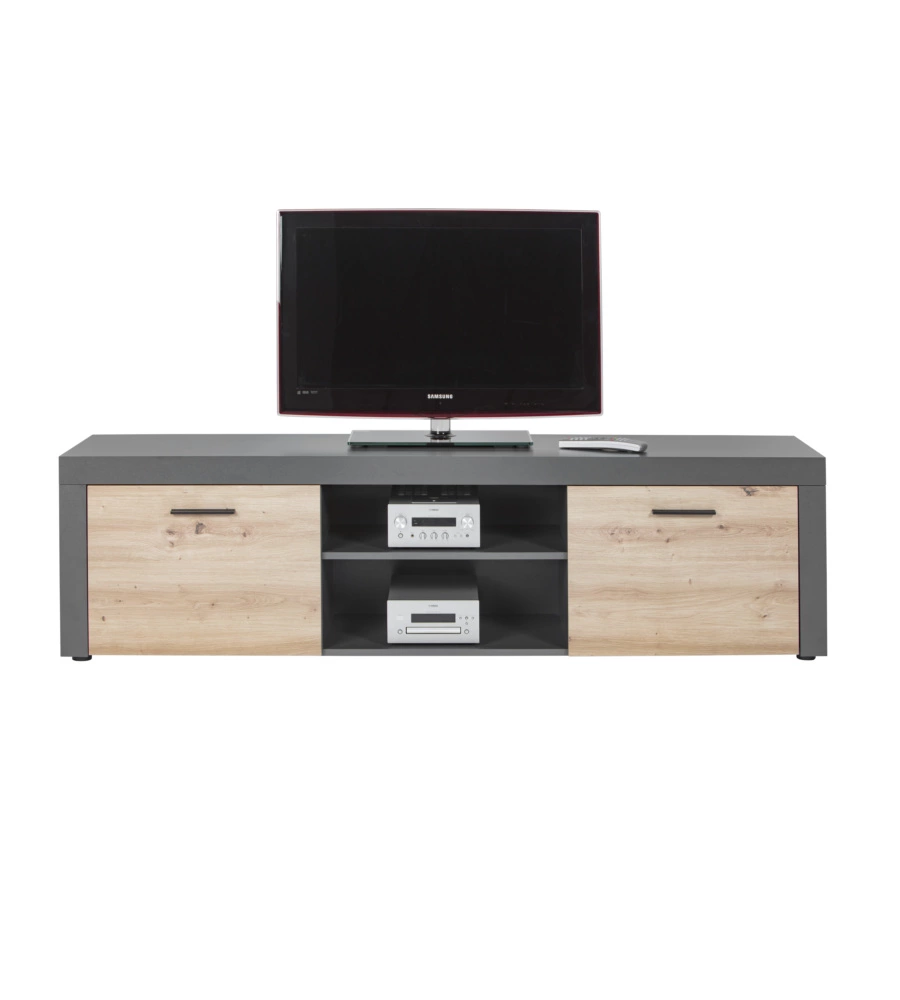MOBILE PORTA TV 2 ANTE GRIGIO E QUERCIA, 180X41,6X49 CM