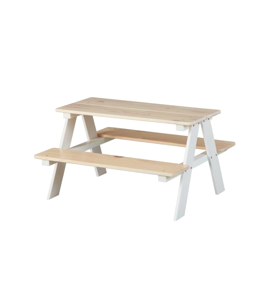 SET TAVOLO CON PANCHE IN PINO MASSELLO, 90X82X50 CM