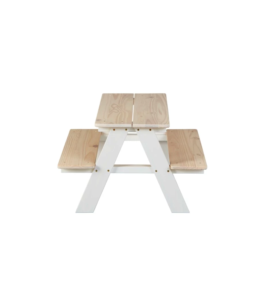 SET TAVOLO CON PANCHE IN PINO MASSELLO, 90X82X50 CM