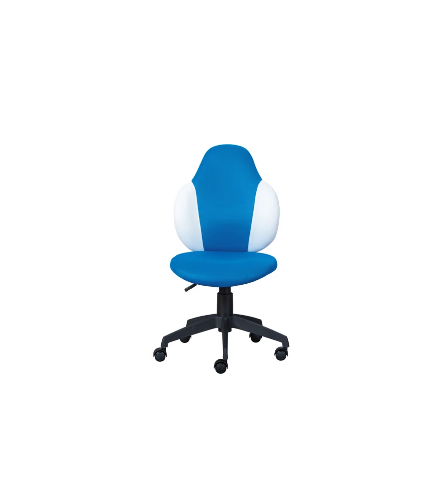 SEDIA UFFICIO IN TESSUTO AZZURRO E BIANCO, 52X56X94-103,5 CM