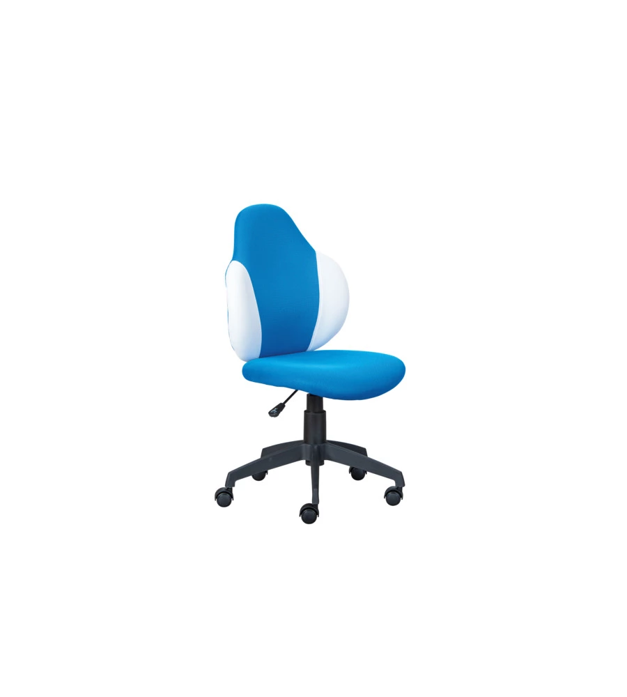 SEDIA UFFICIO IN TESSUTO AZZURRO E BIANCO, 52X56X94-103,5 CM
