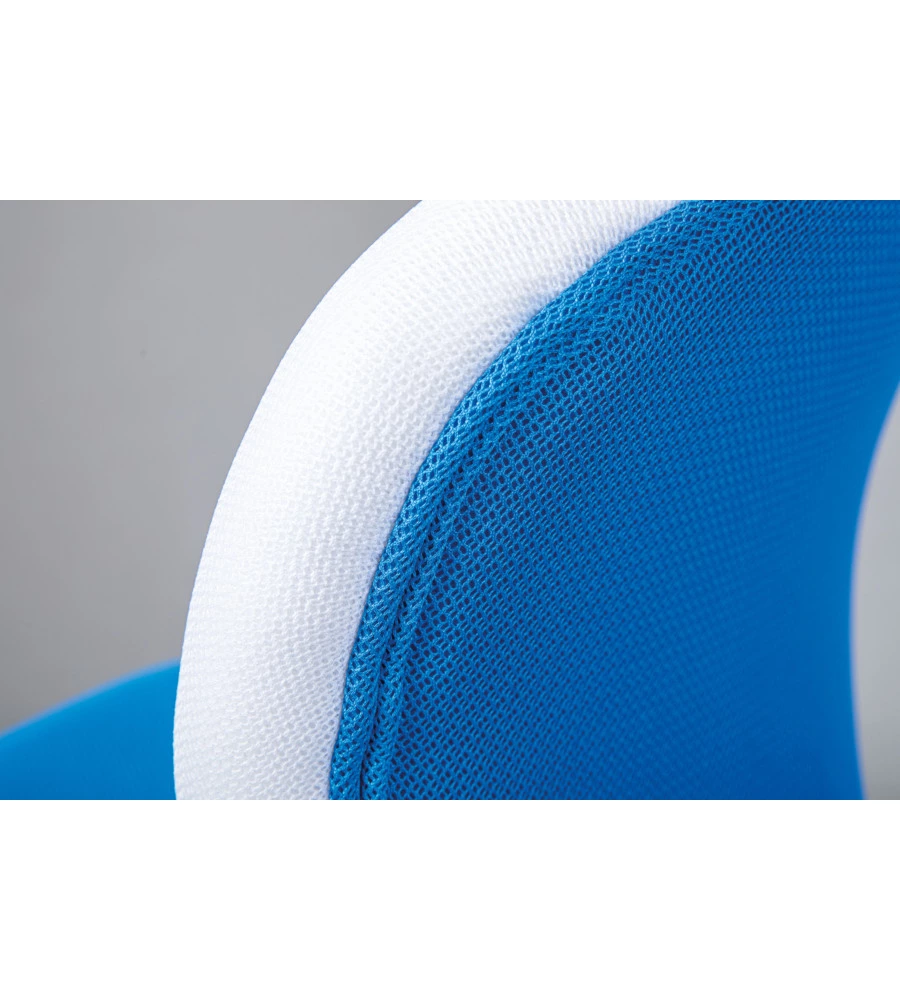 SEDIA UFFICIO IN TESSUTO AZZURRO E BIANCO, 52X56X94-103,5 CM