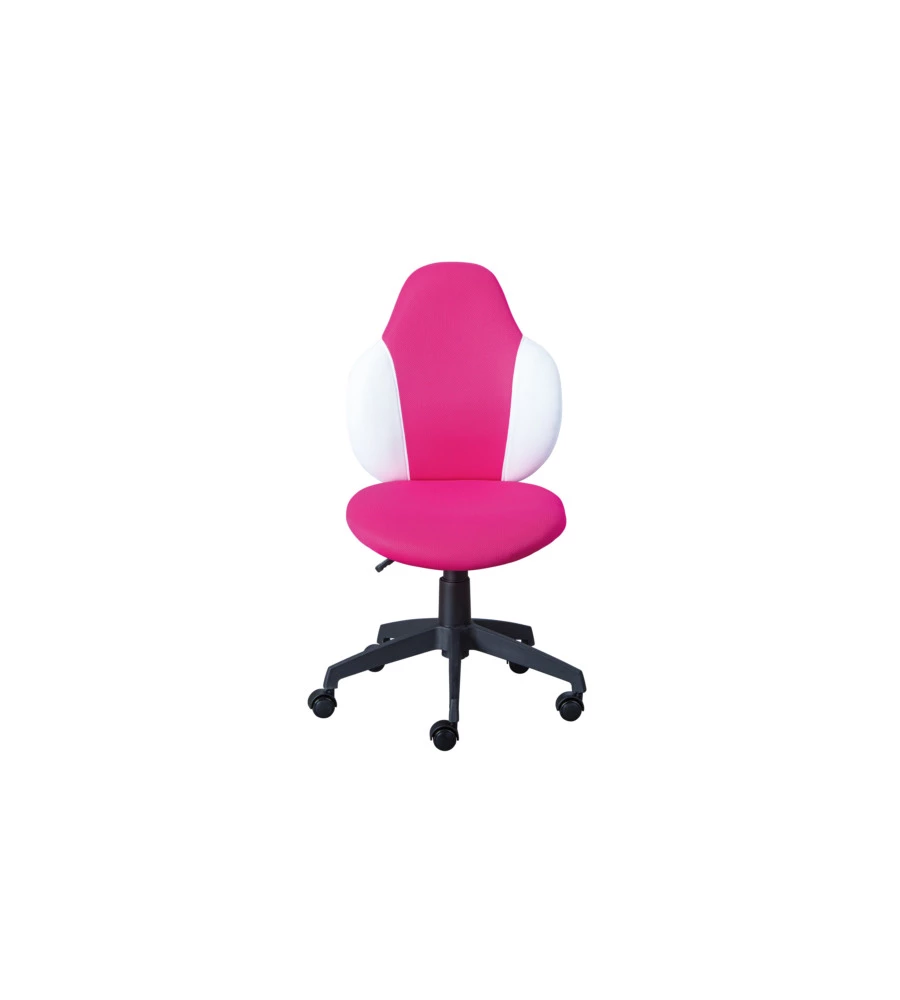 SEDIA UFFICIO IN TESSUTO LAMPONE E BIANCO, 52X56X94-103,5 CM