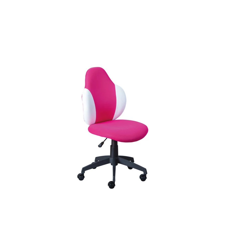 SEDIA UFFICIO IN TESSUTO LAMPONE E BIANCO, 52X56X94-103,5 CM