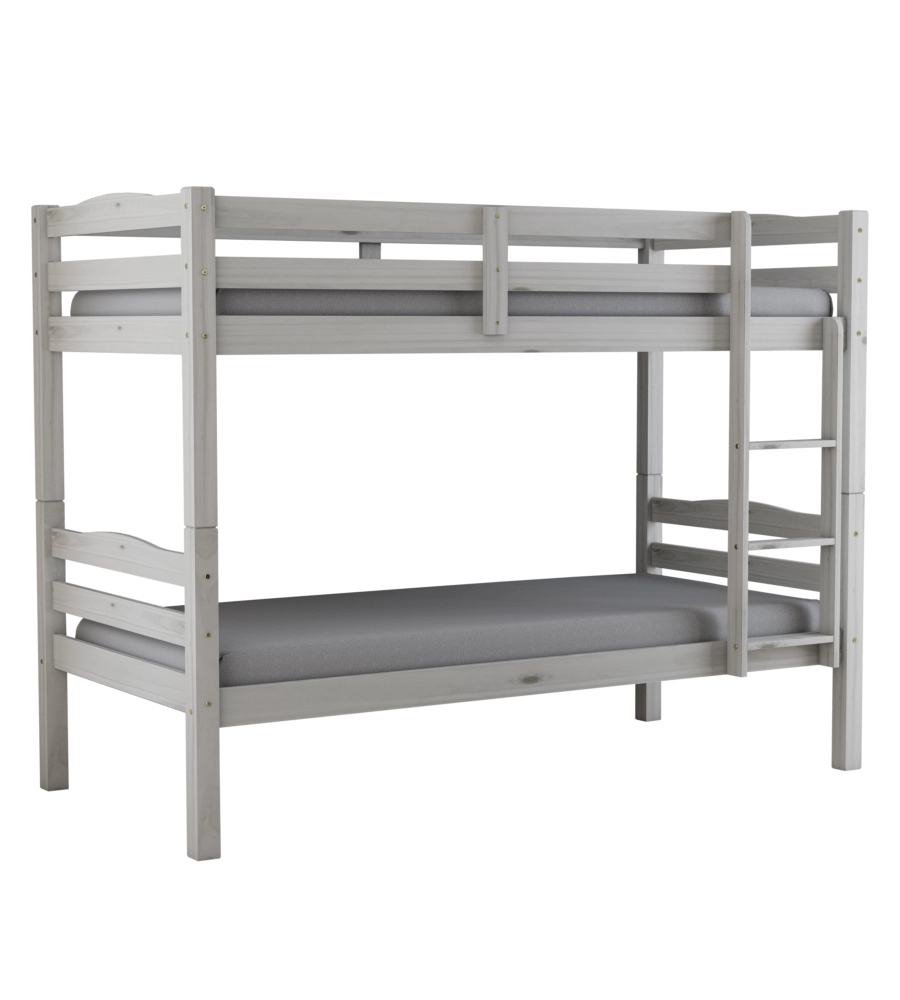 LETTO A CASTELLO "MARSIGLIA" IN PINO MASSELLO BIANCO 202X98X150 CM