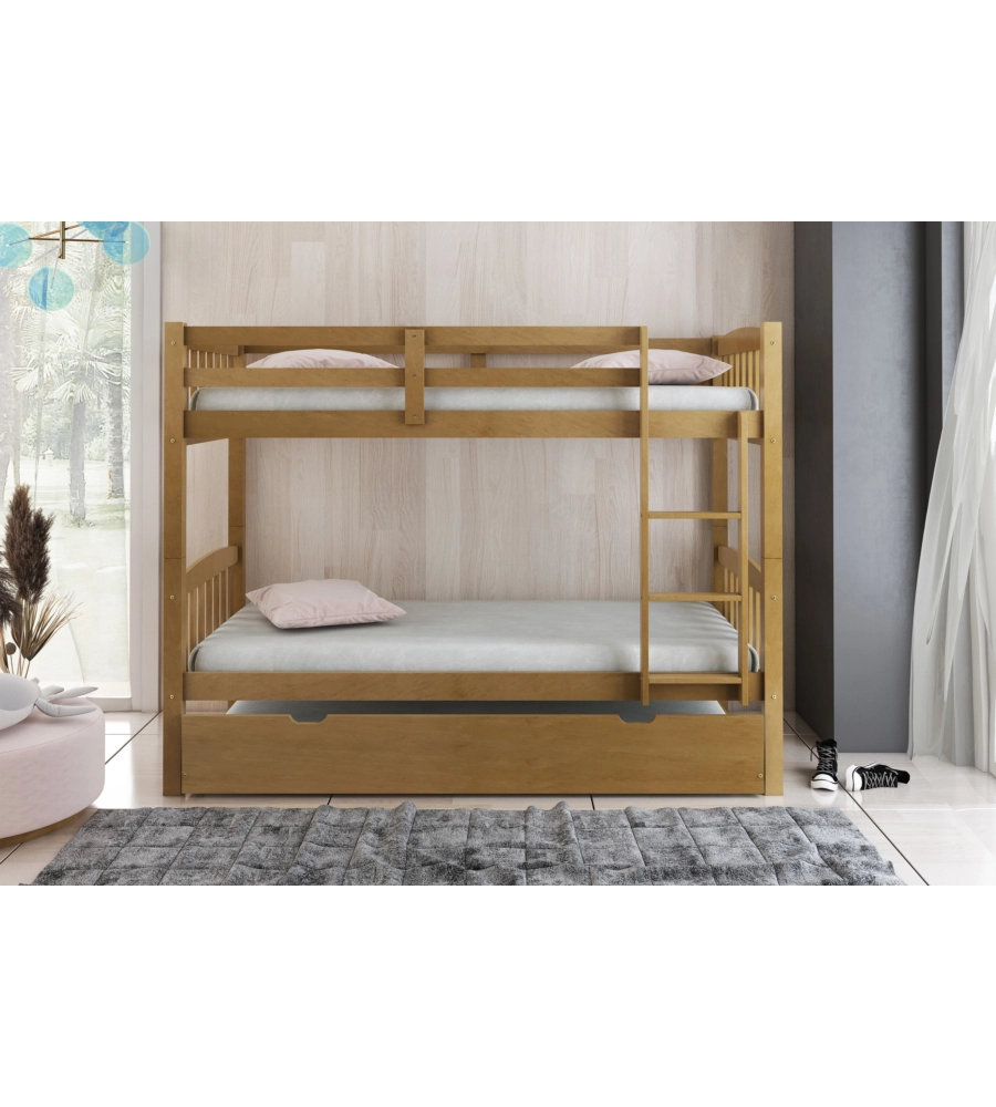 LETTO A CASTELLO BELLAHOME "TOLOSA" IN PINO MASSELLO MIELE 201,5X97,5X156 CM