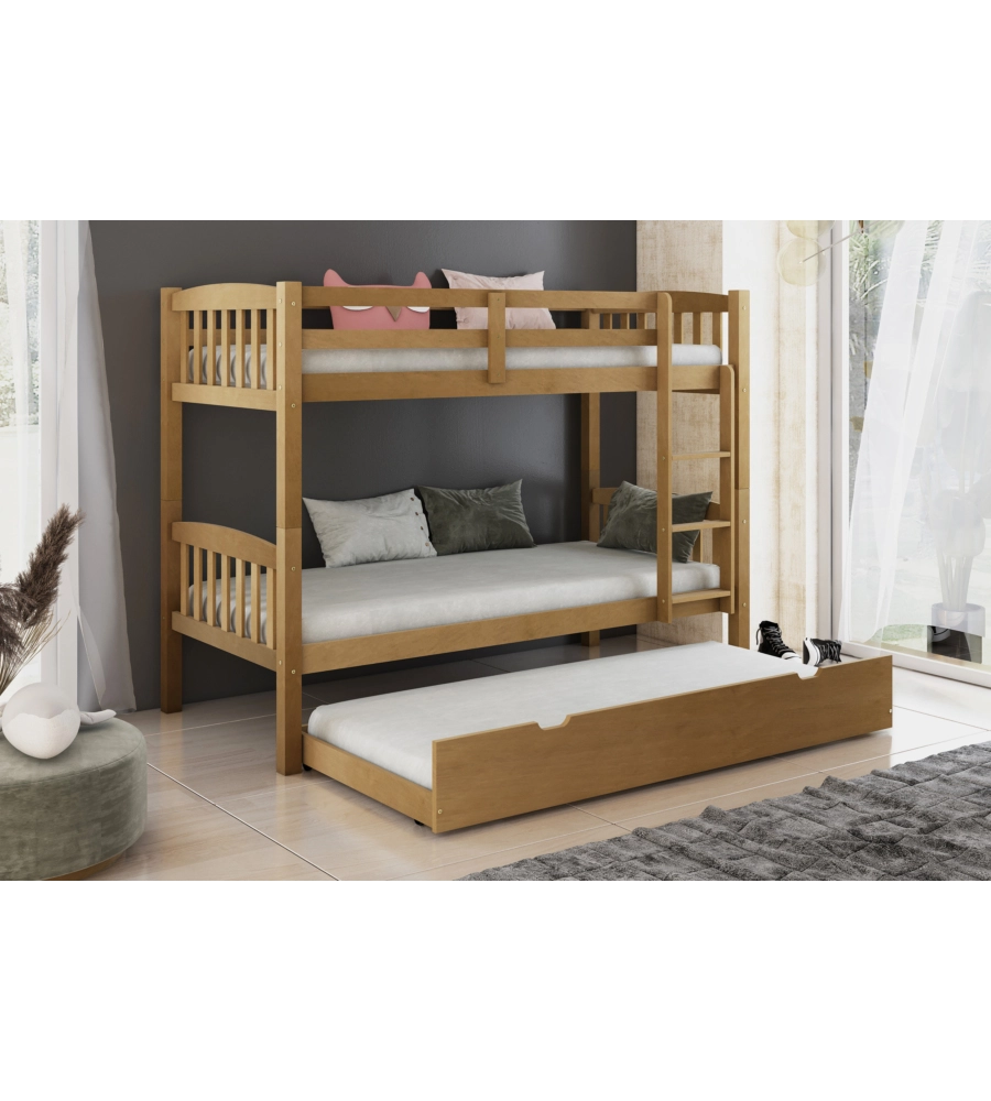 LETTO A CASTELLO BELLAHOME "TOLOSA" IN PINO MASSELLO MIELE 201,5X97,5X156 CM