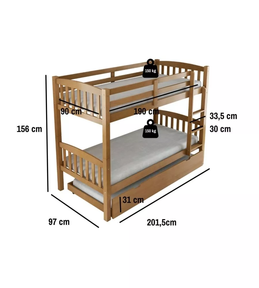 LETTO A CASTELLO BELLAHOME "TOLOSA" IN PINO MASSELLO MIELE 201,5X97,5X156 CM