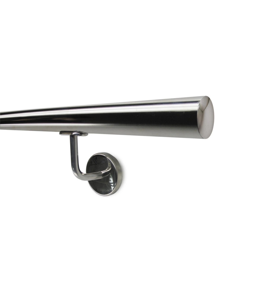 CORRIMANO TONDO IN ACCIAIO INOX AISI 316 LUCIDO DA 3 METRI - KIT COMPLETO CON ANCORAGGIO