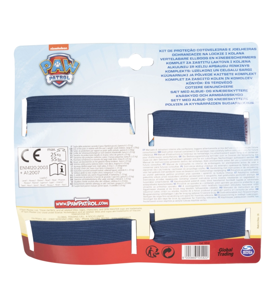 KIT DI PROTEZIONE BICI "PAW PATROL BOY" CON DUE GOMITIERE E DUE GINOCCHIERE