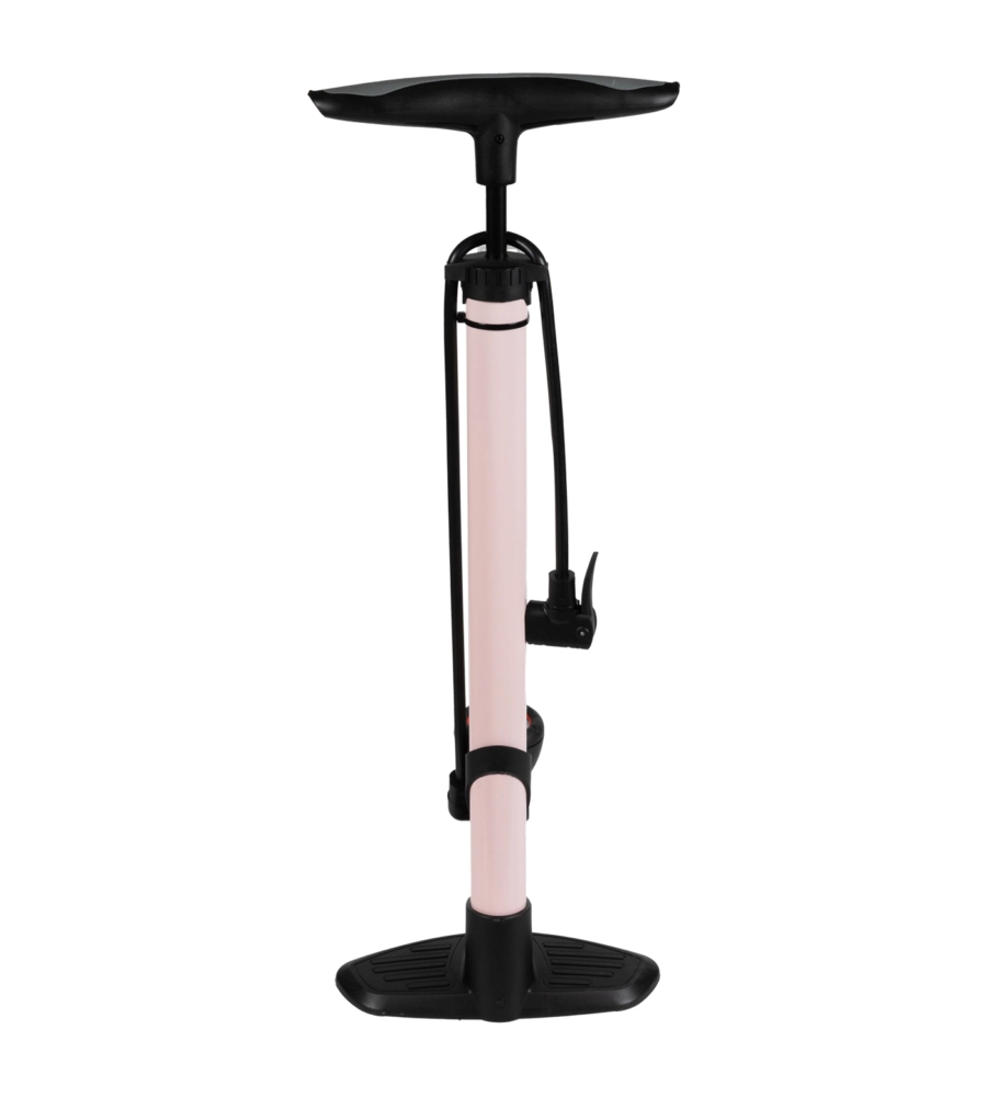 POMPA GONFIAGGIO PER OFFICINA LA GAZZETTA DELLO SPORT IN ACCIAIO COLORE ROSA CON MANOMETRO, 26X14,5X59 CM