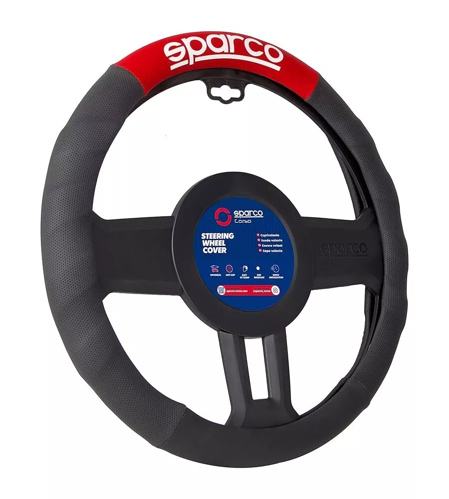 COPRIVOLANTE UNIVERSALE PER AUTO SPARCO NERO E ROSSO