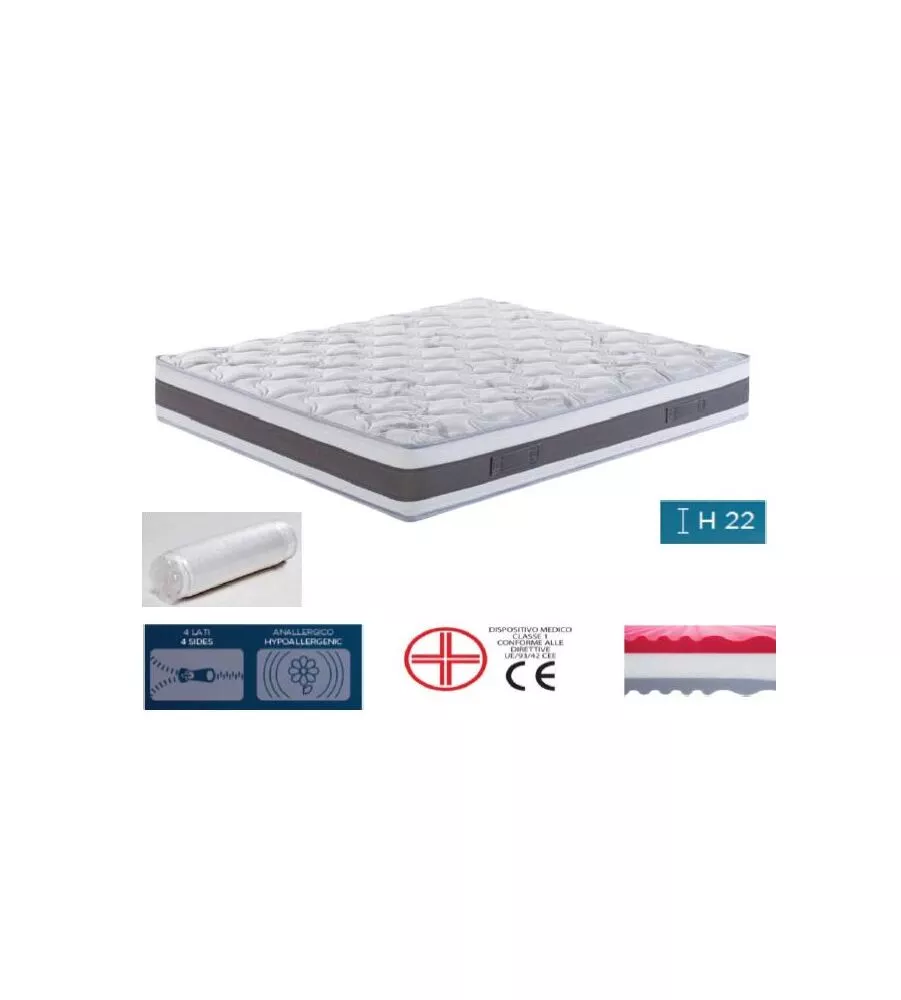 MATERASSO MATRIMONIALE "MEMORY PLATINUM PLUS" IN MEMORY FOAM 160X190X22 CM