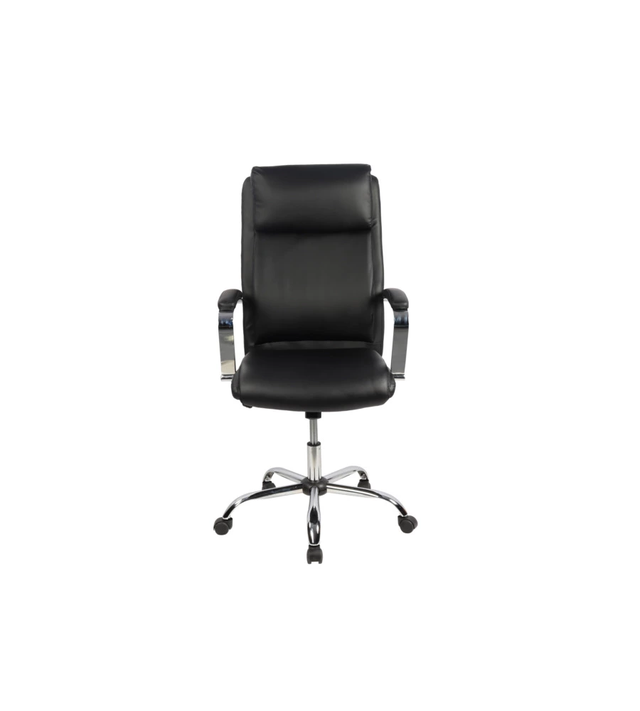 SEDIA UFFICIO "PRINCETON" IN ECOPELLE NERA, 64X75X115-123 CM