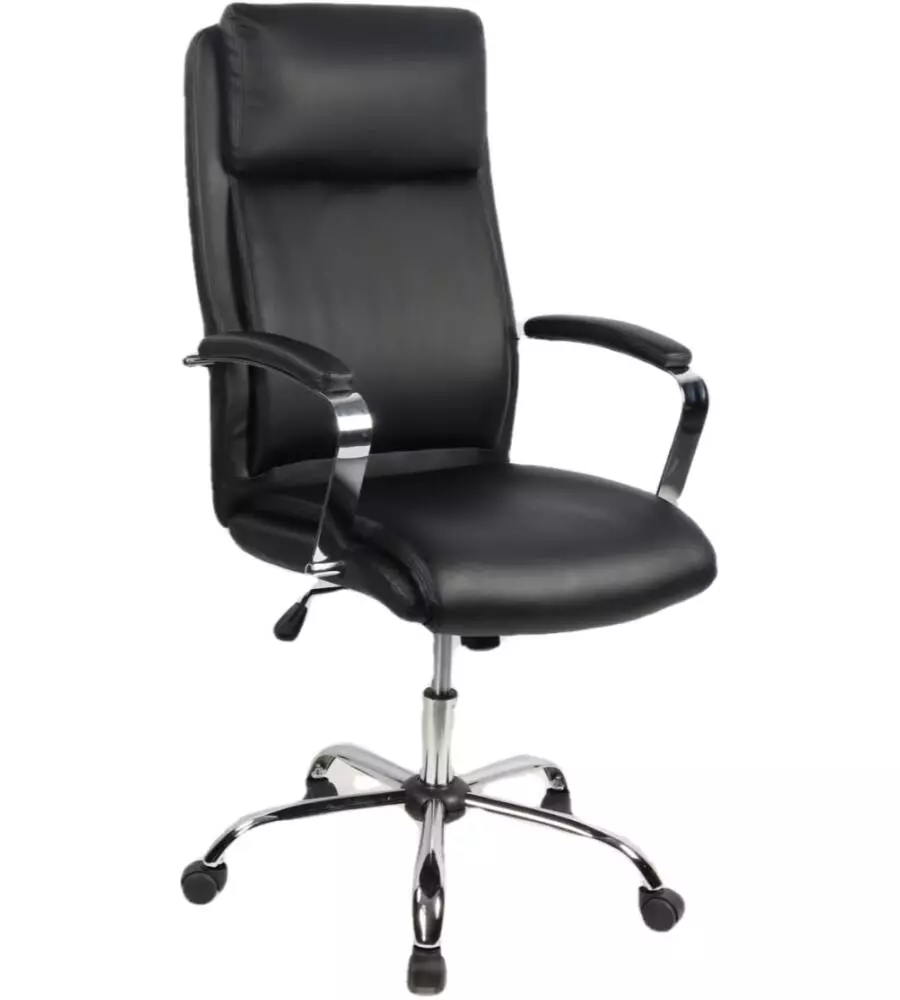 SEDIA UFFICIO "PRINCETON" IN ECOPELLE NERA, 64X75X115-123 CM