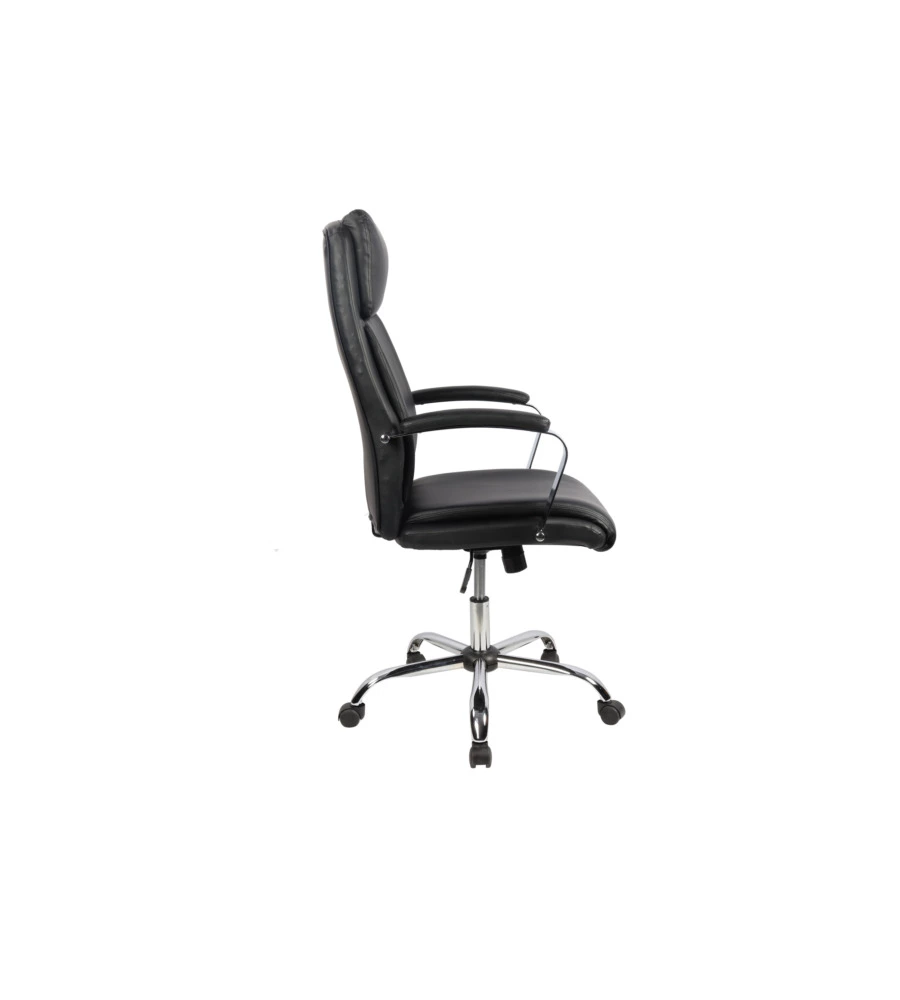 SEDIA UFFICIO "PRINCETON" IN ECOPELLE NERA, 64X75X115-123 CM
