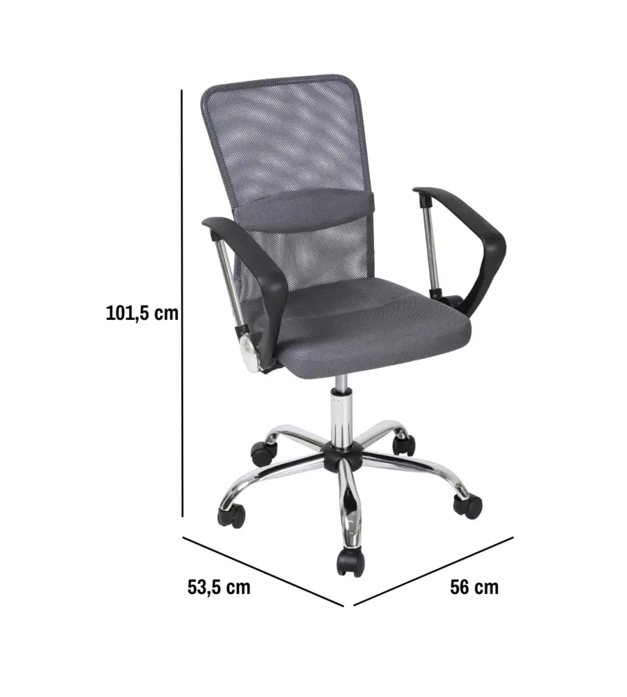 SEDIA DA UFFICIO TRASPIRANTE BELLAHOME "STANFORD" CON BRACCIOLI IN TESSUTO GRIGIO 56X53,5X91,5-101,5 CM
