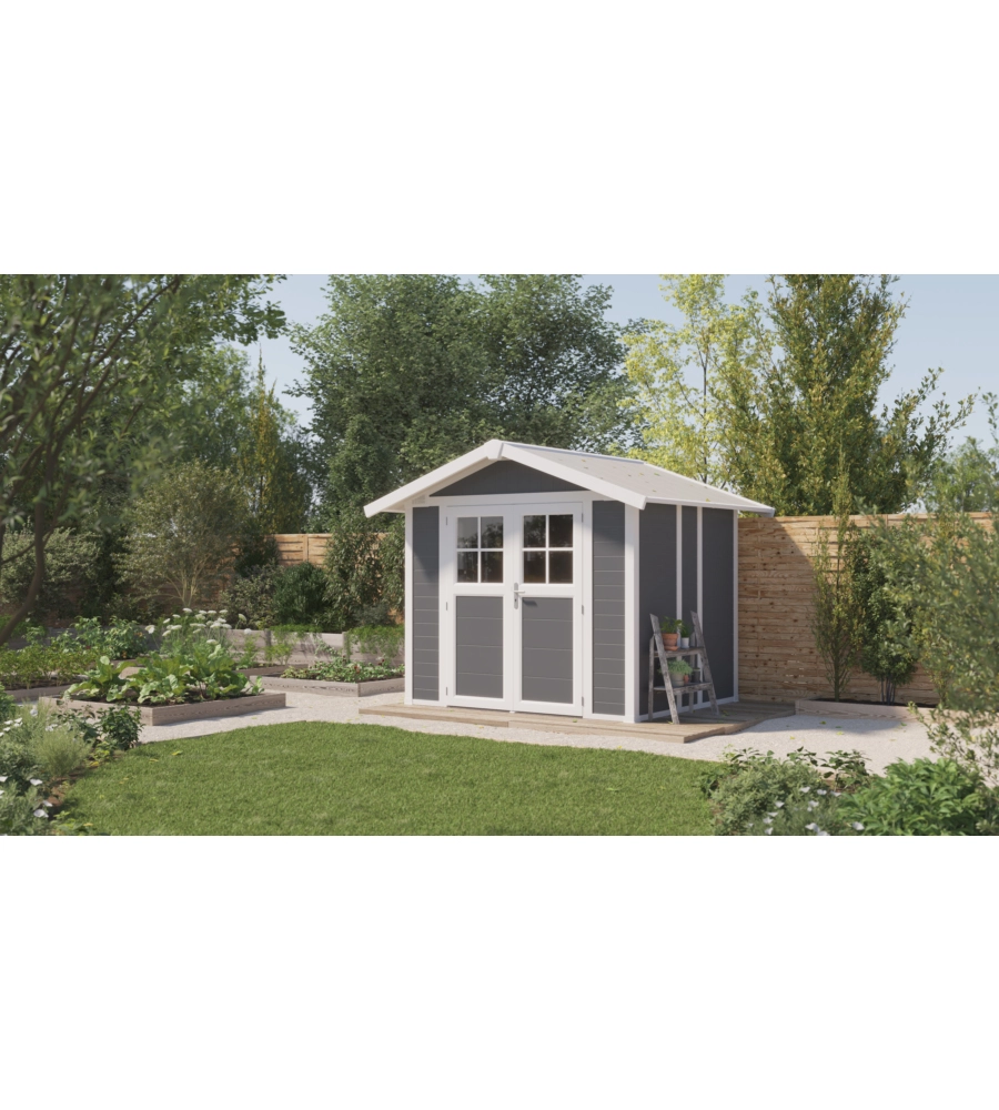CASETTA DA GIARDINO IN PVC GROSFILLEX "DECO 5" GRIGIO SCURO E BIANCO 295X261X236 CM - COD. 22905276