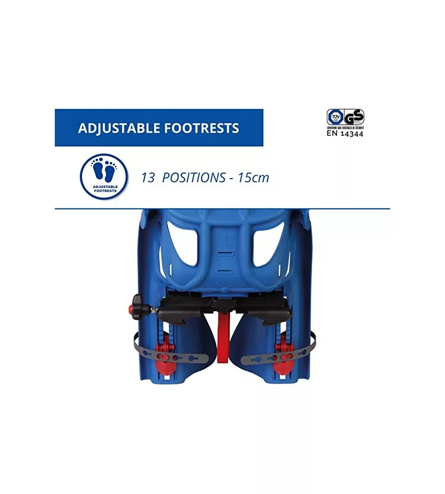 SEGGIOLINO POSTERIORE BLU PER BICICLETTA PER BAMBINI, MAX. 22 KG, DA 3 A 8 ANNI - SI FISSA AL PORTAPACCHI
