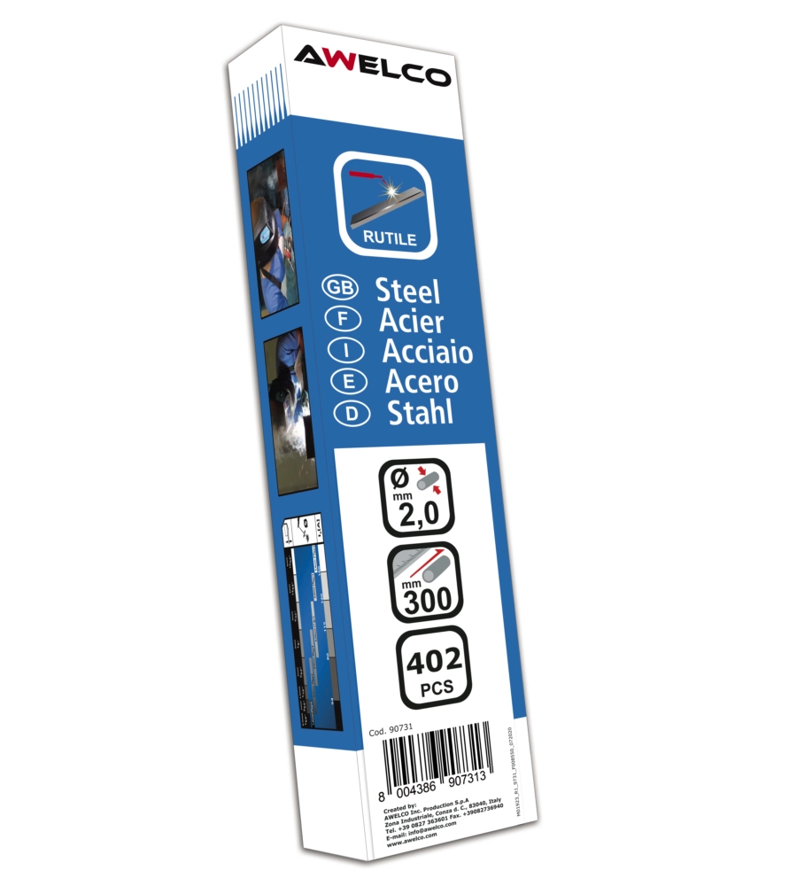 ELETTRODI RUTILICI PER SALDATRICE MMA DIAMETRO 2,0 MM X 300 MM 402 PEZZI - AWELCO