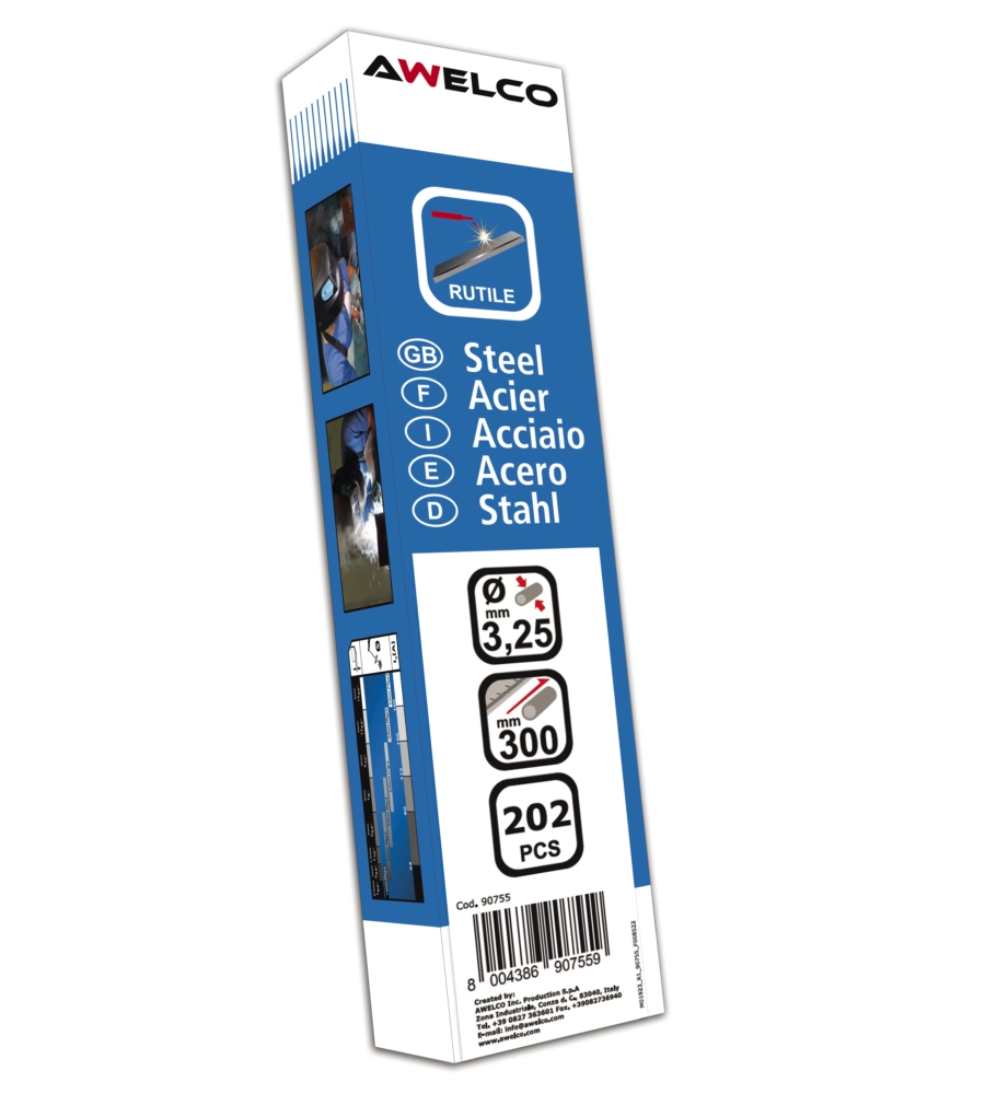 ELETTRODI RUTILICI PER SALDATRICE MMA DIAMETRO 3,25 MM X 300 MM 202 PEZZI - AWELCO