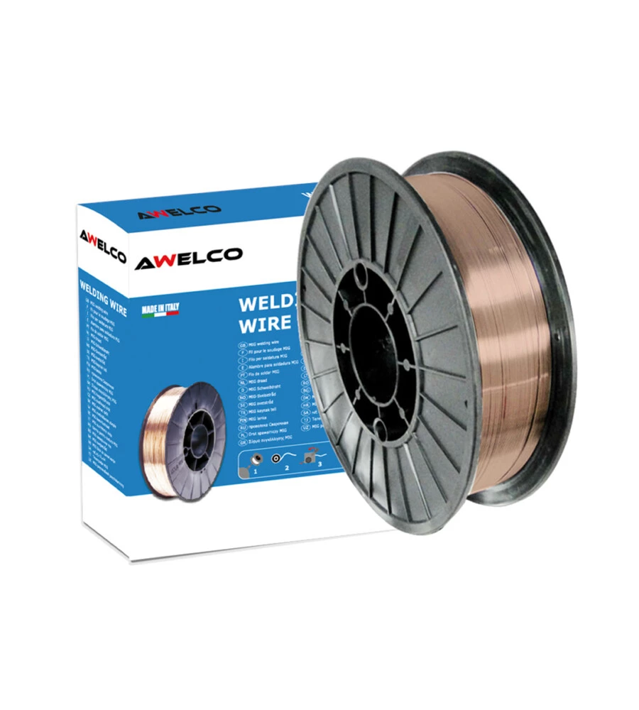 FILO PER SALDATURA IN ACCIAIO PER SALDATRICI MIG A FILO BOBINA DIAMETRO 200 MM CON FILO DA 0,6 MM - AWELCO