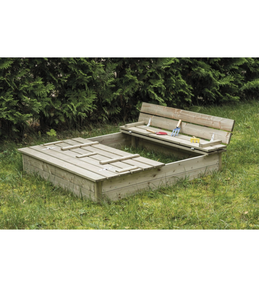 SABBIERA DA GIARDINO PER BAMBINI IN LEGNO DI PINO IMPREGNATO IN AUTOCLAVE, 112X112 CM