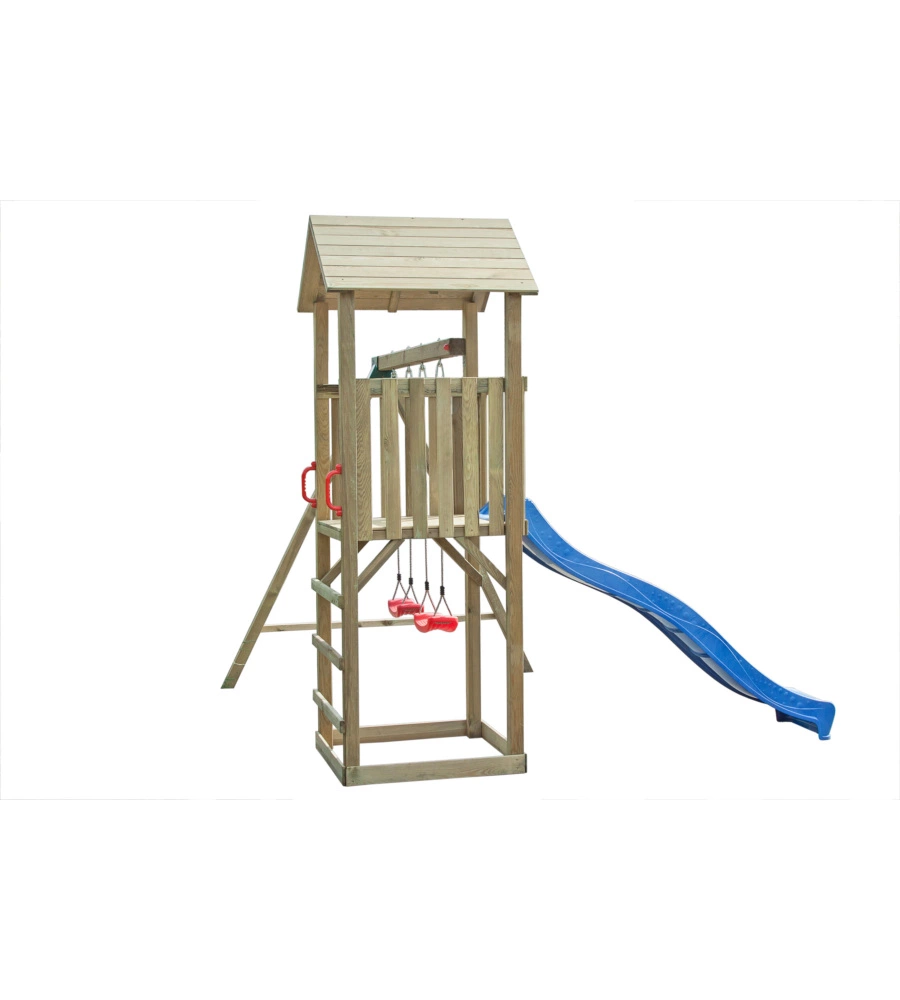 GIOCO DA GIARDINO PER BAMBINI CON TORRETTA SINGOLA, SCIVOLO E ALTALENA, 320X280X265 CM