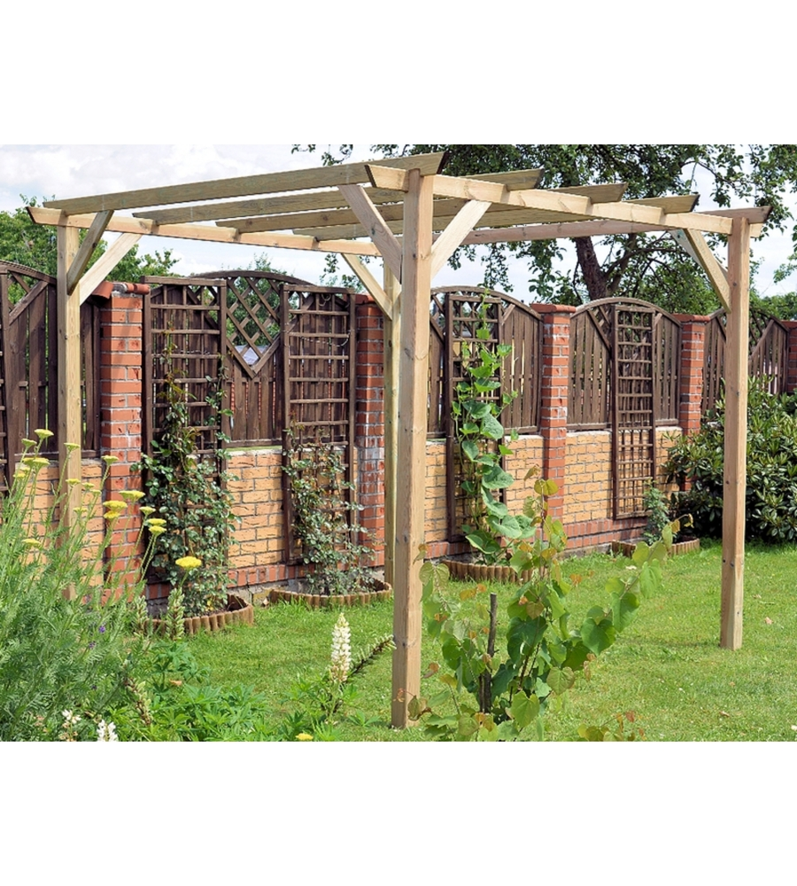PERGOLA DA ESTERNO LIBERA "ECO" IN LEGNO DI PINO, 300X300 CM