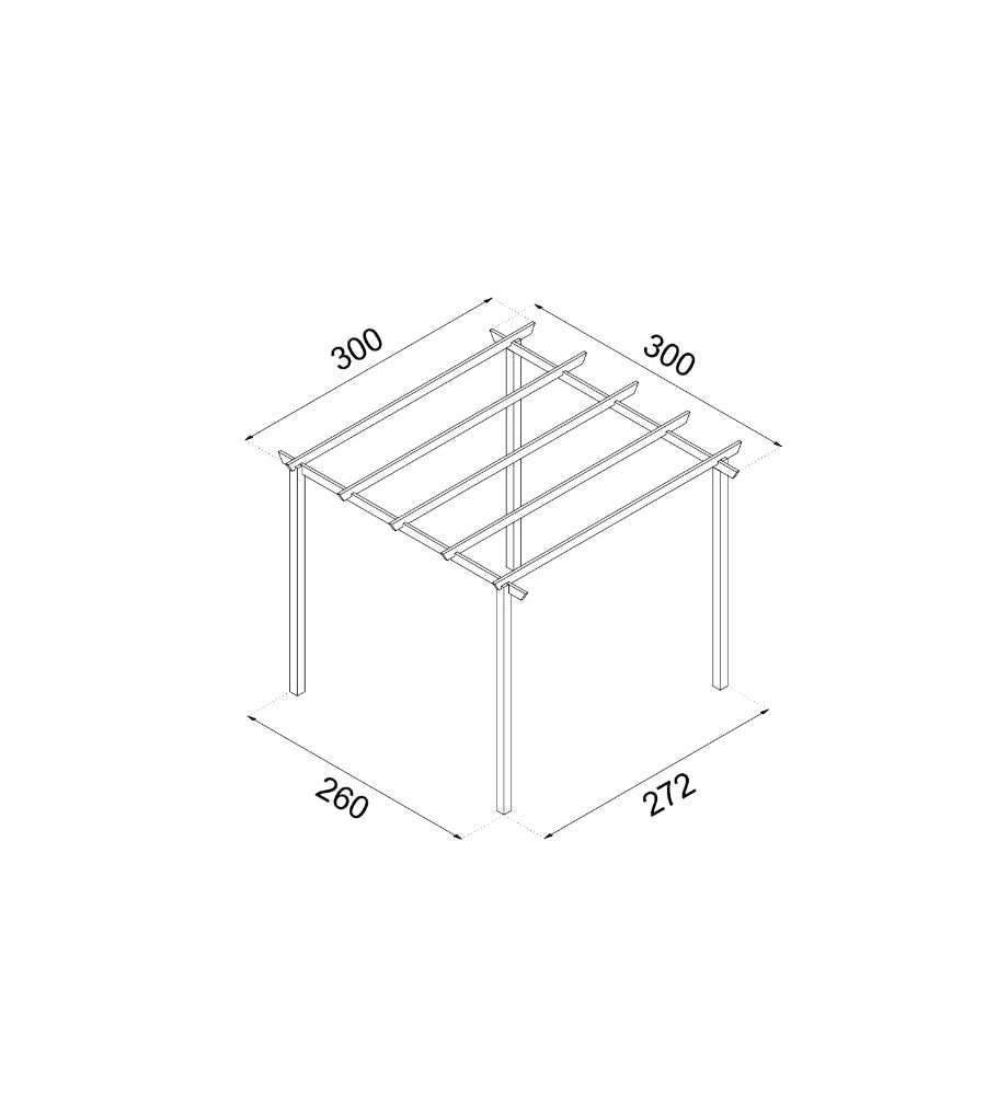 PERGOLA DA ESTERNO LIBERA "ECO" IN LEGNO DI PINO, 300X300 CM