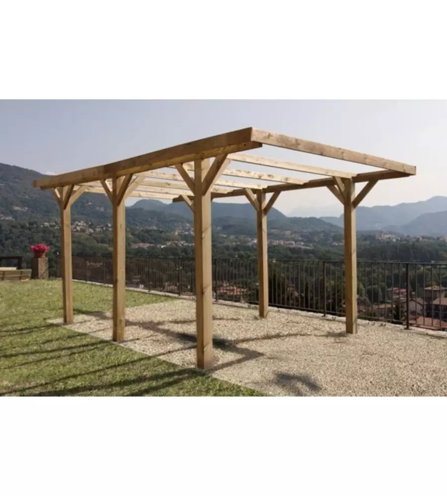 TETTOIA AUTO SINGOLA IN LEGNO 304X512X233 CM