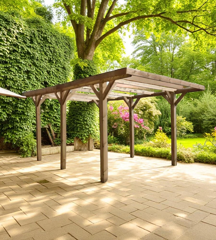 TETTOIA AUTO SINGOLA IN LEGNO 304X512X233 CM