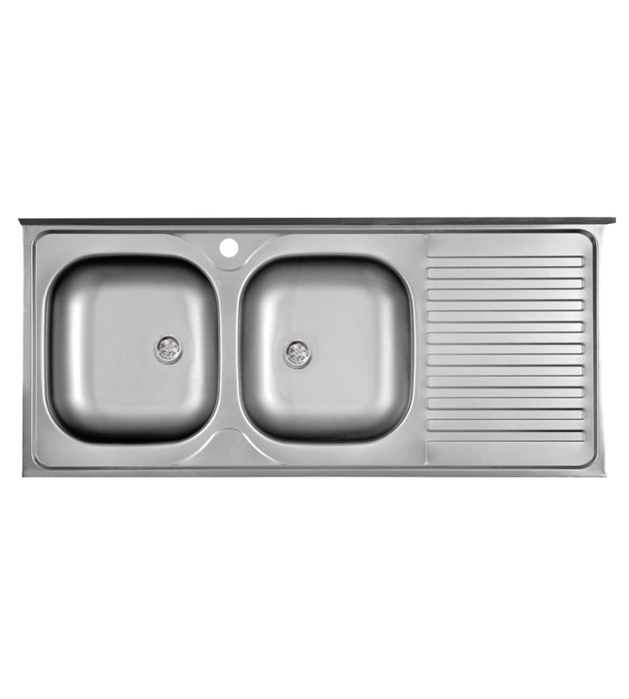 Lavello da cucina con doppia vasca a sinistra e gocciolatoio 120x50 cm
