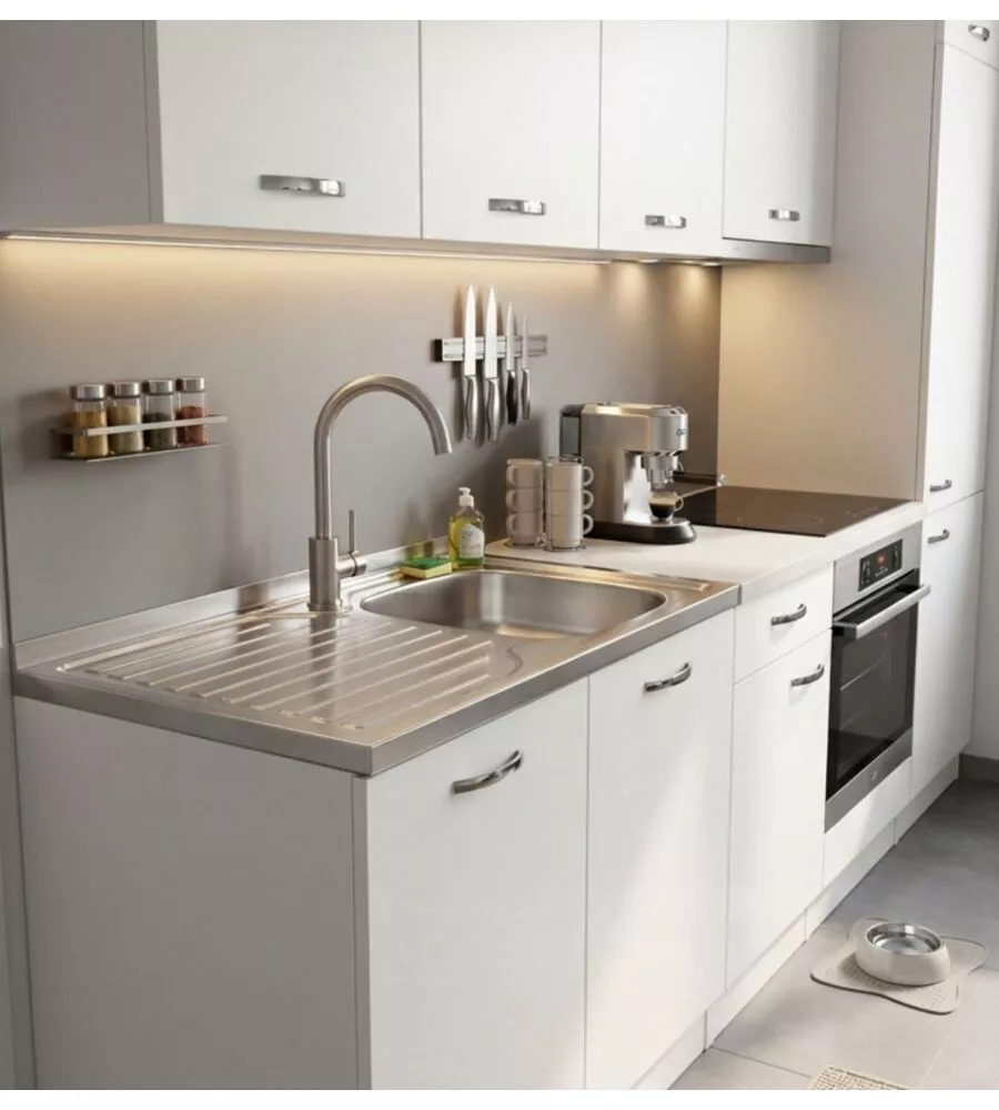 Lavello da cucina con singola vasca a destra e gocciolatoio 80x50 cm