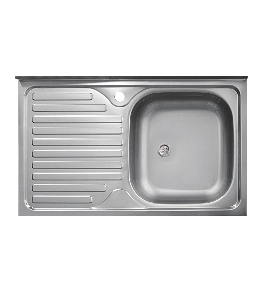 Lavello da cucina con singola vasca a destra e gocciolatoio 80x50 cm