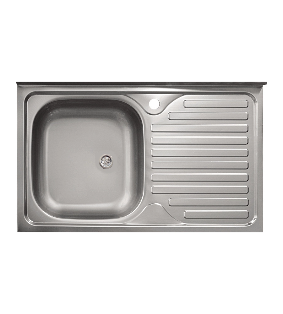 Lavello da cucina con singola vasca a sinistra e gocciolatoio 80x50 cm